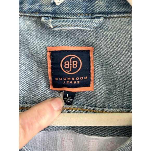 Boom Boom Jeans Distressed Denim Home embroidered All We Need is Love Size large - Picture 3 of 4